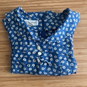 Vintage Donna Ricco Blue and White Floral romper